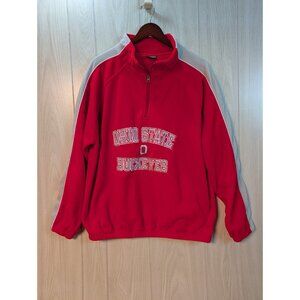 Vtg Y2K Pro Edge Ohio State Buckeyes 1/4 Zip Fleece Pullover Men’s XL Red Gray